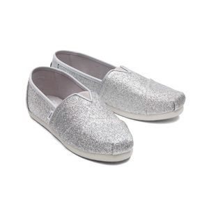 TOMS Silver Iridescent Glitter Shoes - Lightly Used/Wedding Shoes